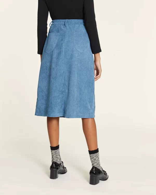Corduroy skirt with blue heart buttons