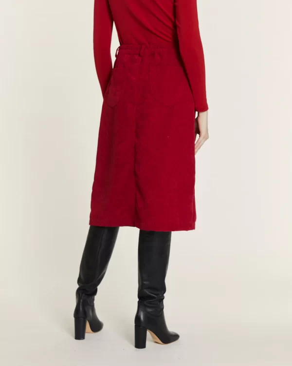 CORDUROY SKIRT WITH RED HEART BUTTONS
