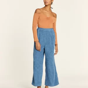 BLUE CORDUROY PANTS WITHOUT CLOSURE