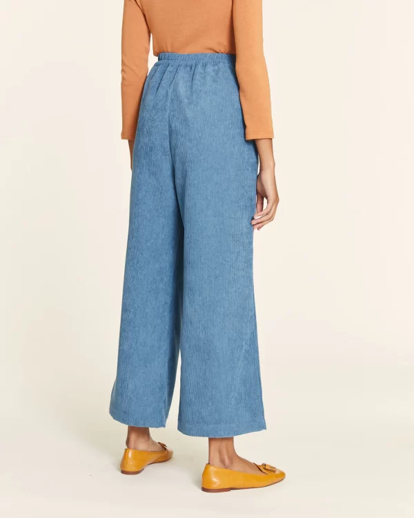 BLUE CORDUROY PANTS WITHOUT CLOSURE