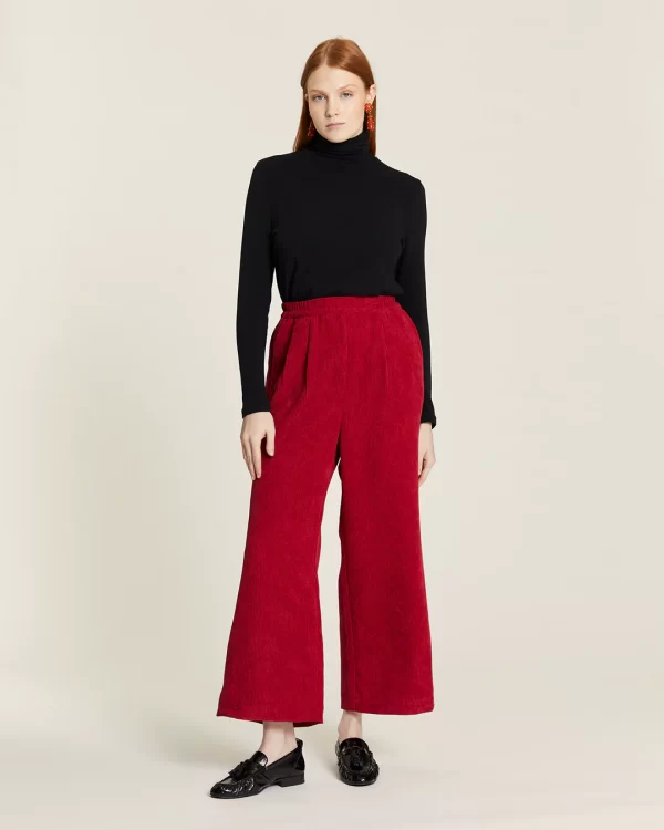 RED CORDUROY PANTS WITHOUT CLOSURE