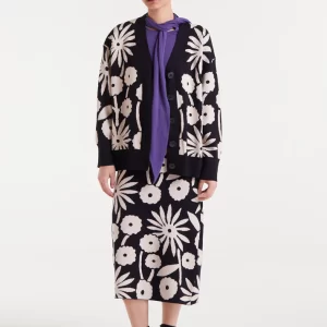Tofu print jacquard midi skirt