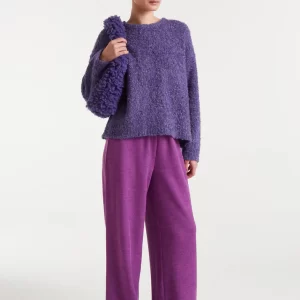 Magenta ribbed knit pants