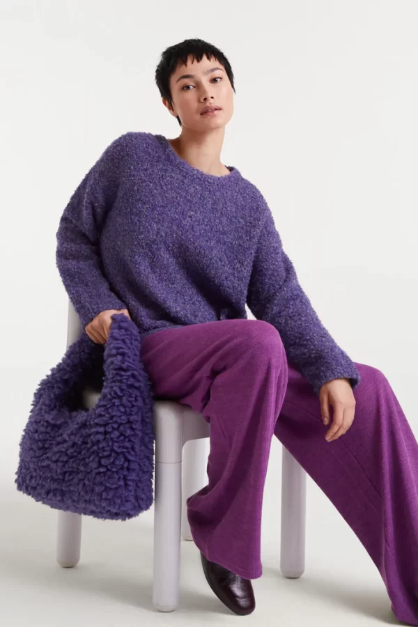 Magenta ribbed knit pants