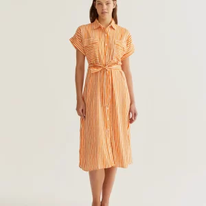 Lavagna Orange print midi dress