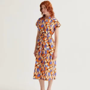 Marigold print midi dress