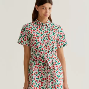 Short dress with burgundy print