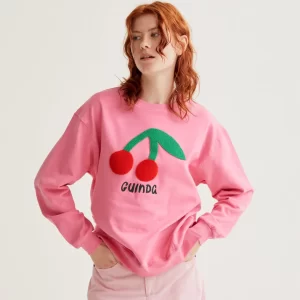 Sweatshirt with giant cherry embroidery
