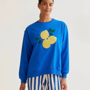 Sweatshirt with giant lemon embroidery