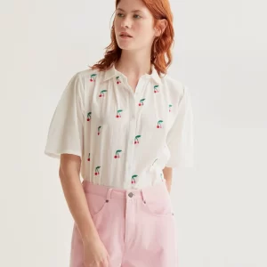 Shirt with White Cherries print