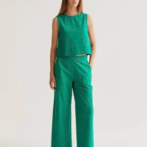 Trousers with Green Cherries print
